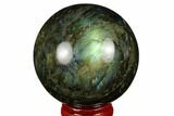 Flashy, Polished Labradorite Sphere - Great Color Play #180628-1